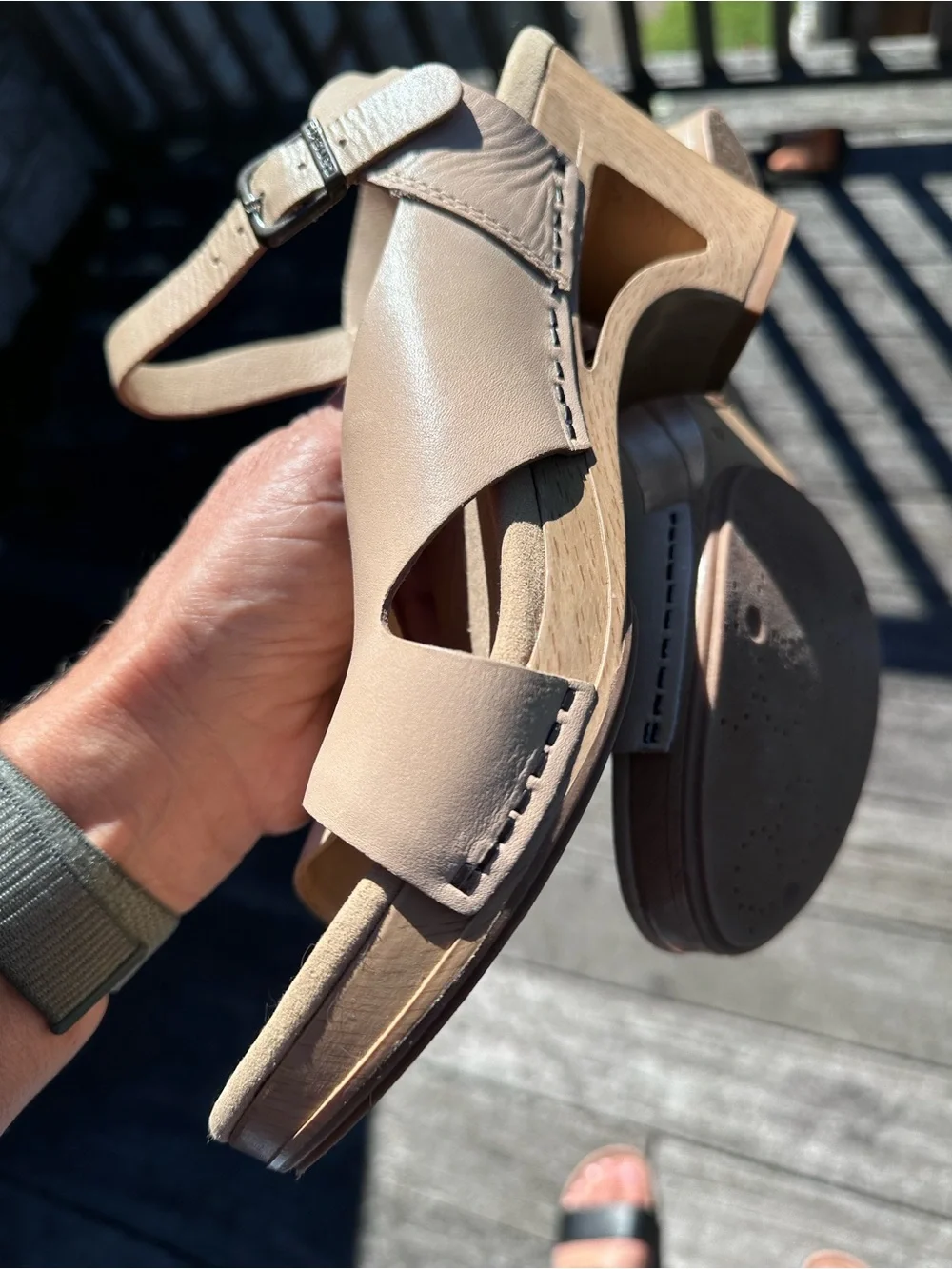 Dansko Tasha Leather Block Clog Sandals Sz 41 10.5-11 Beige Nude Ankle Open Toe